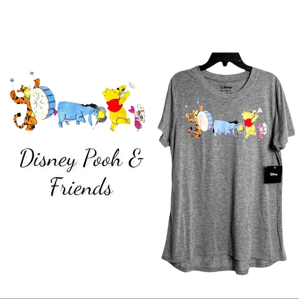 NWT Disney Winnie the Pooh & Friends Short Sleeve Gray T-Shirt Size Large